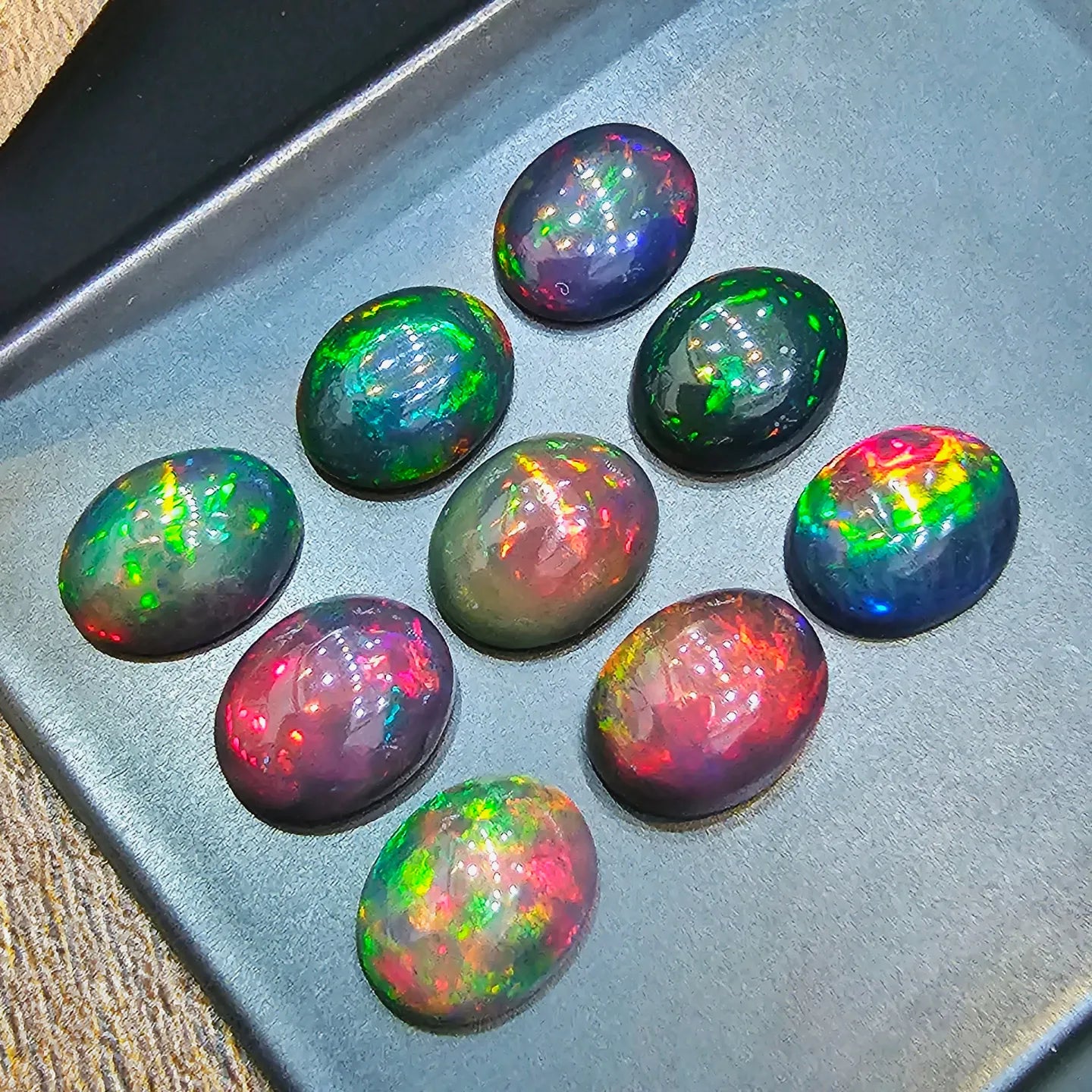 5 Pcs of 9x7mm Smoked Opal Cabochon - The LabradoriteKing