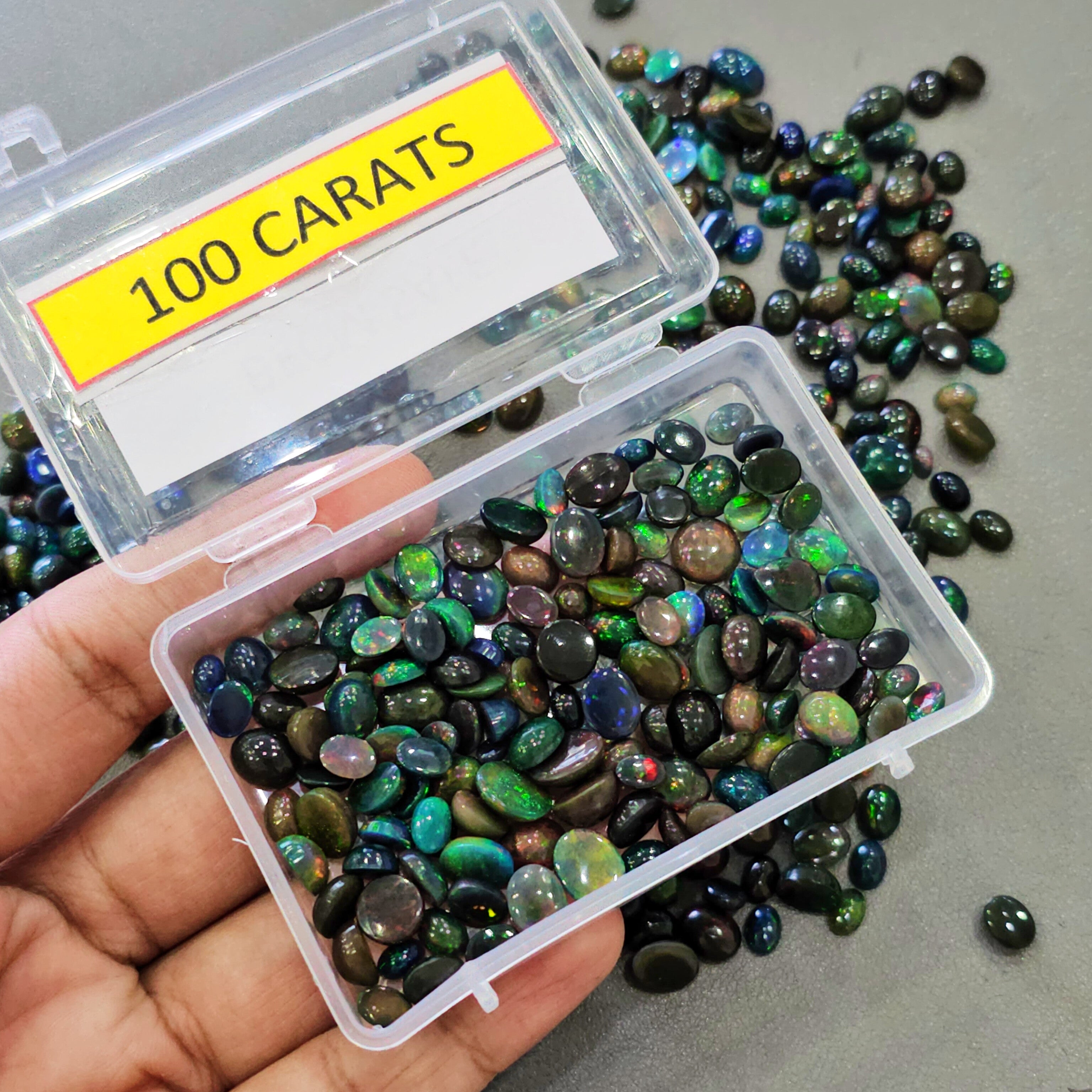 Week 1: 50Cts of Natural Black Opal Cabochons | 5–9mm | 50–60 Pcs | M
