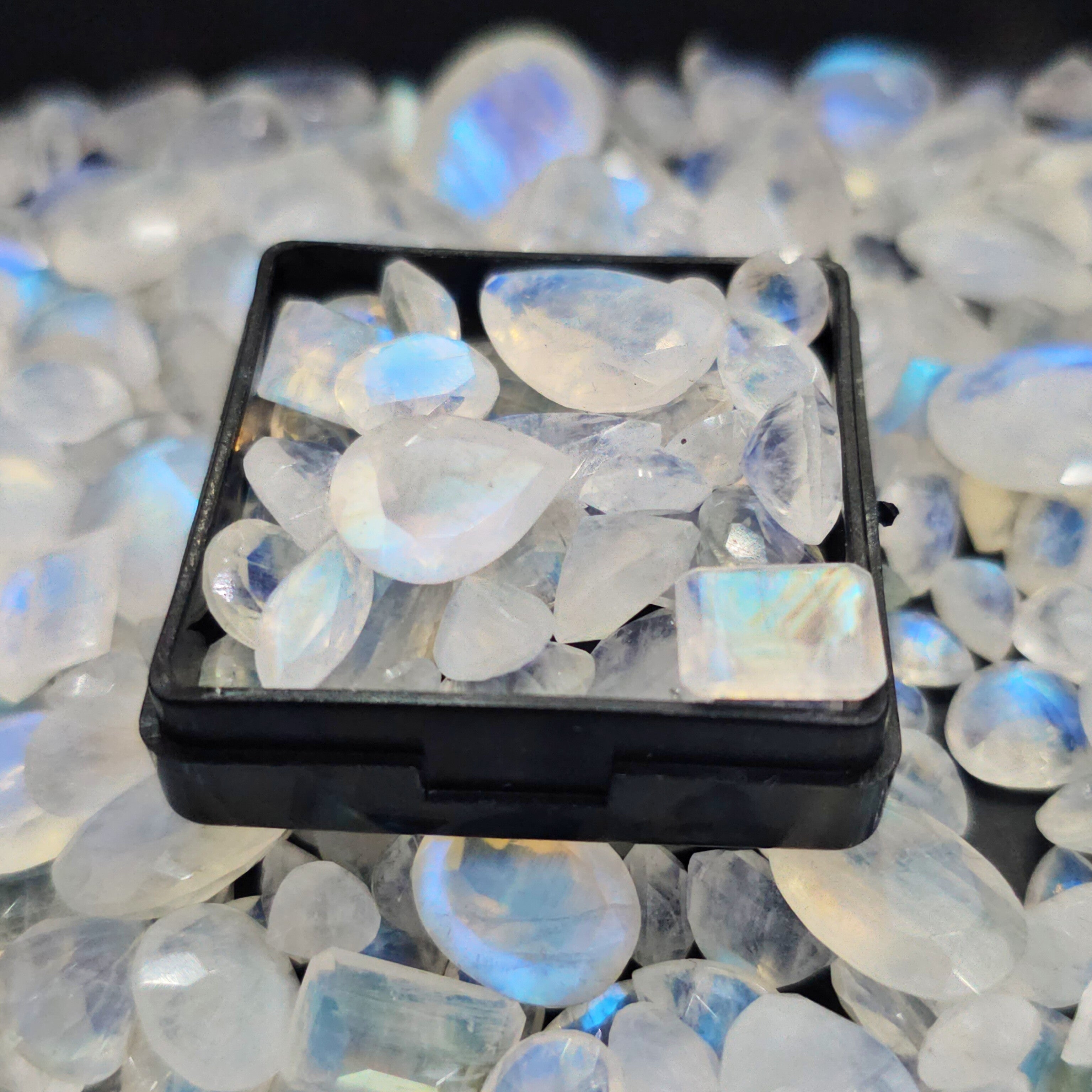 Week1: 100Cts Natural Rainbow Moonstone Faceted Gemstones | 6–12mm | 25–30 Pcs | AAA Quality