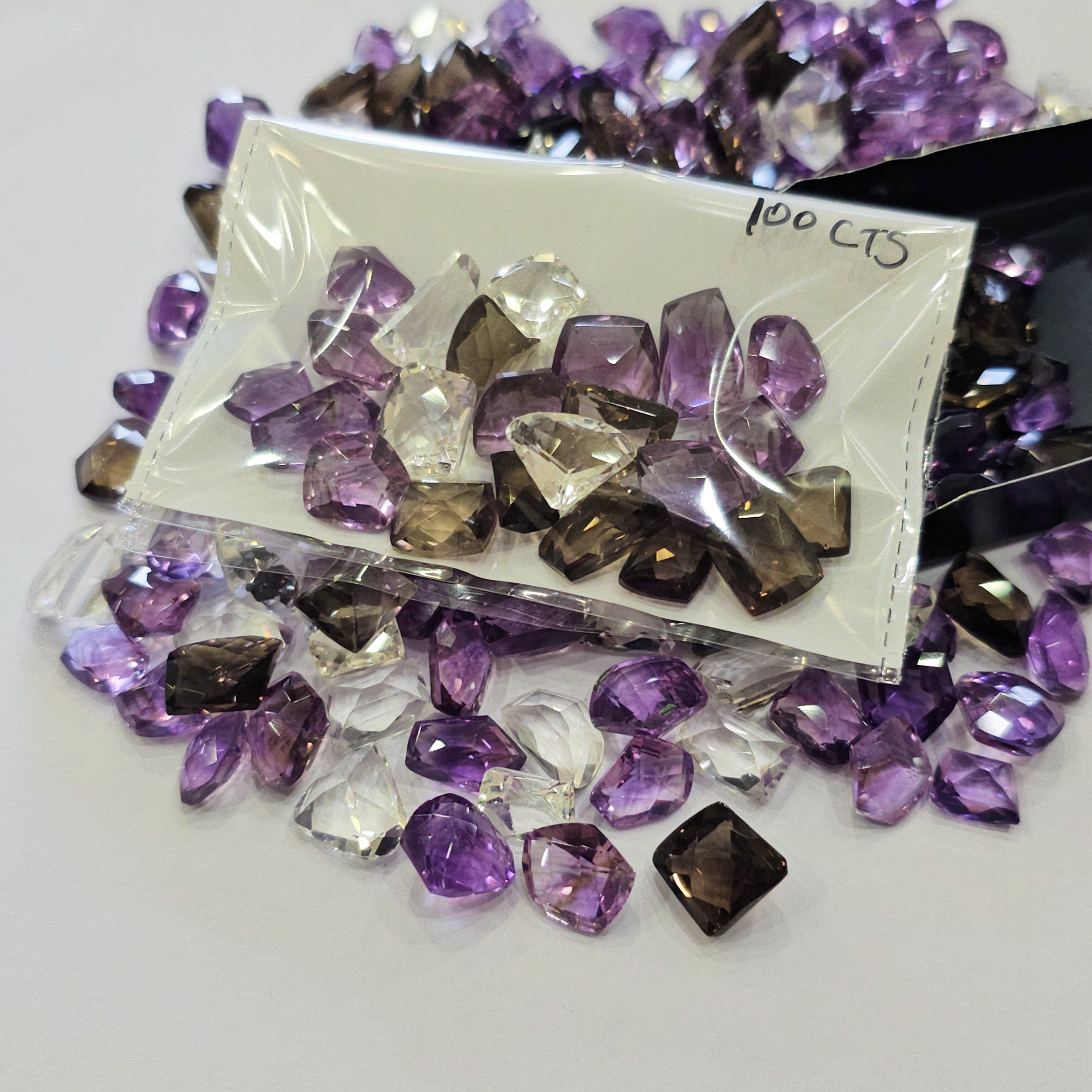 100 Carats of Fancy Cut mix | Amethyst, Ametrine, Topaz, Smoky Quartz | 20-25pcs