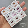 9 Pairs Natural Garnets Set | Red Rose, Hessonite & Rhodolite | 4–7mm | Faceted | With Boxes