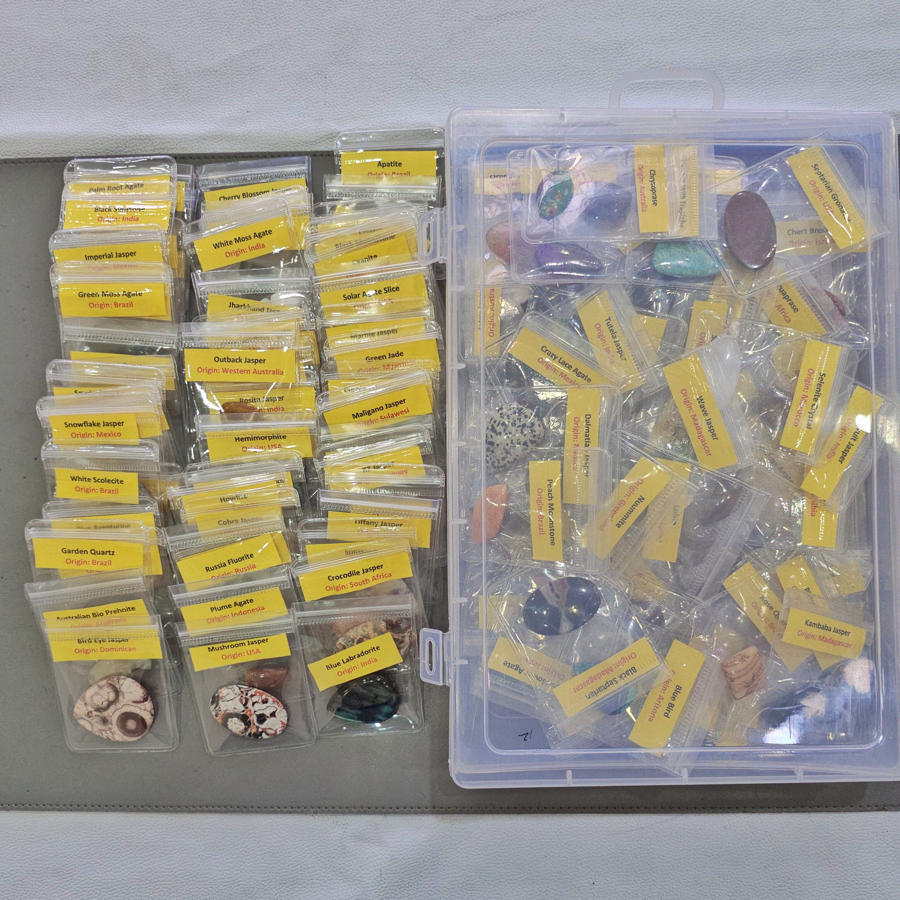 Mega 160 PCS Gemstone Collection Box – 160 Unique Cabochons with Names & Origins - The LabradoriteKing