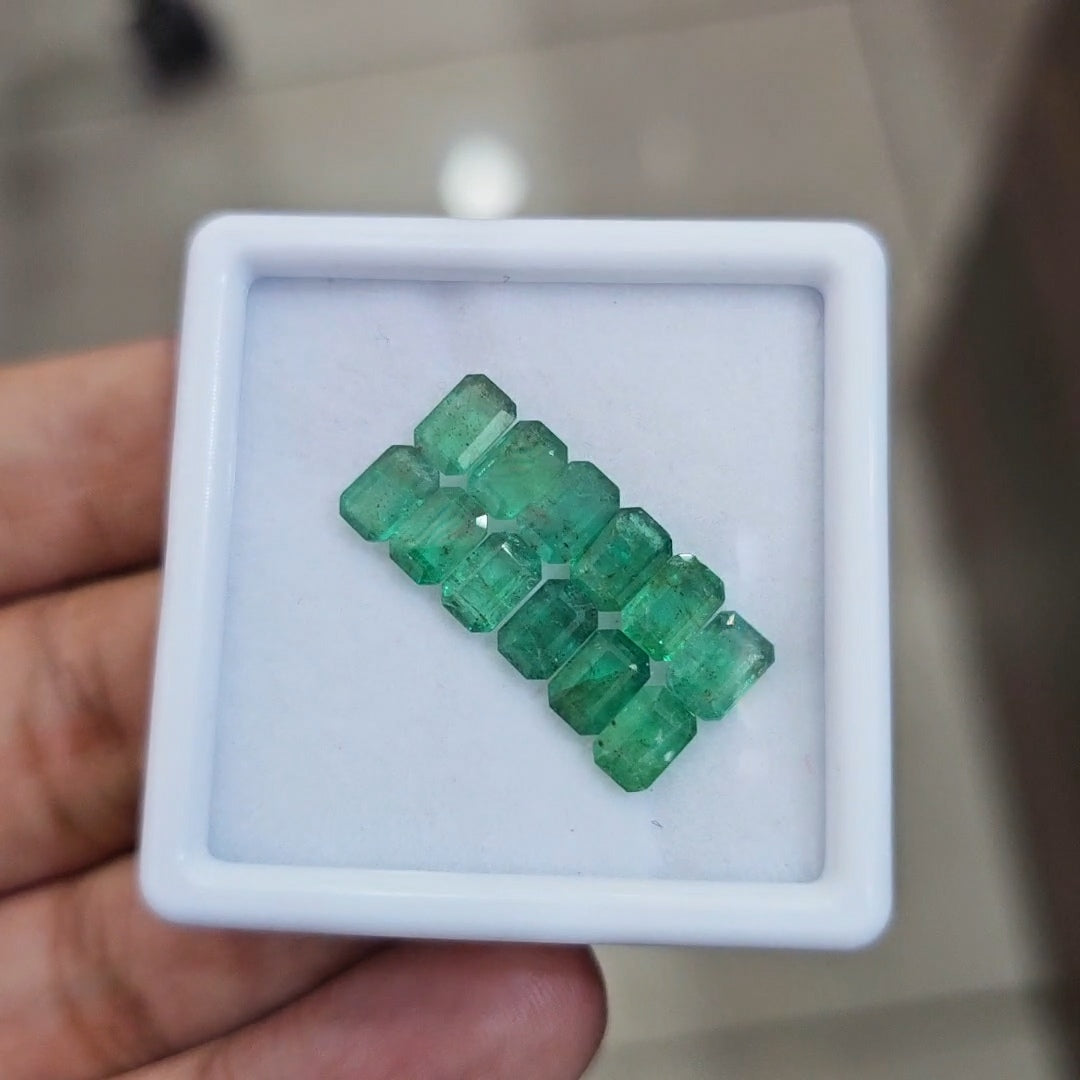 12pcs Of Natural Emerald Faceted | 6x4mm| Rectangle - The LabradoriteKing
