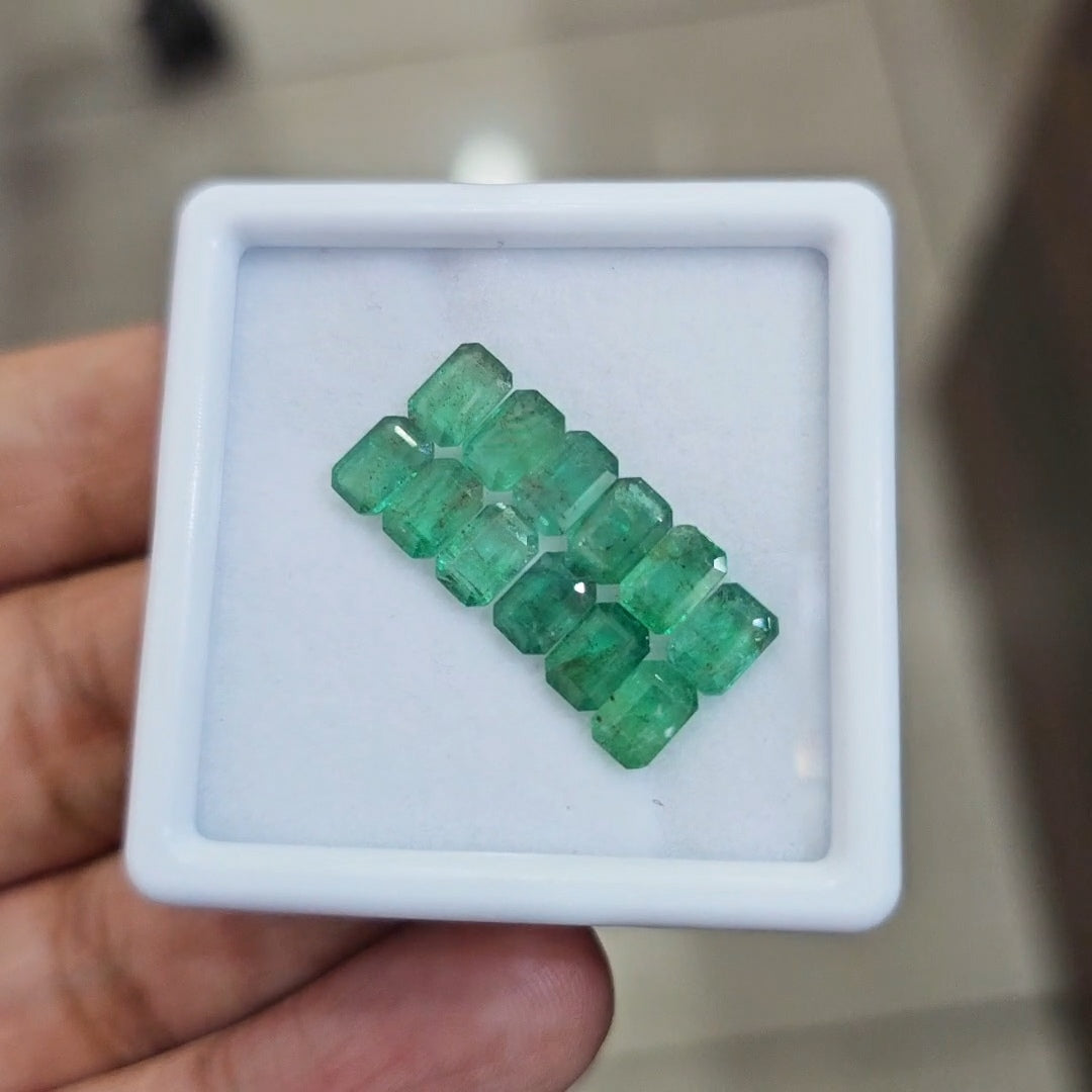 12pcs Of Natural Emerald Faceted | 6x4mm| Rectangle - The LabradoriteKing