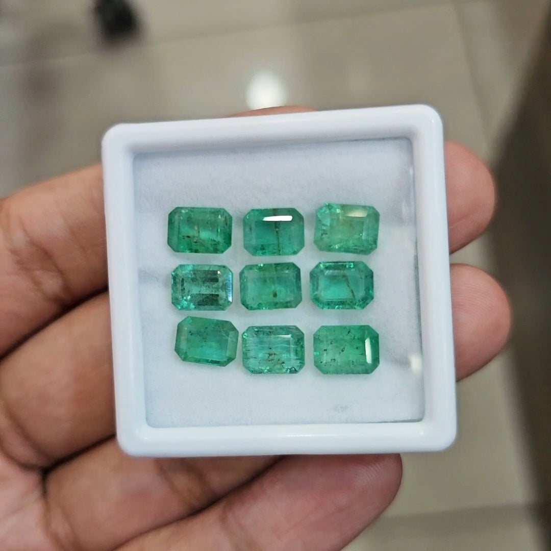 9pcs Of Natural Emerald Faceted | 8x6mm| Rectangle - The LabradoriteKing