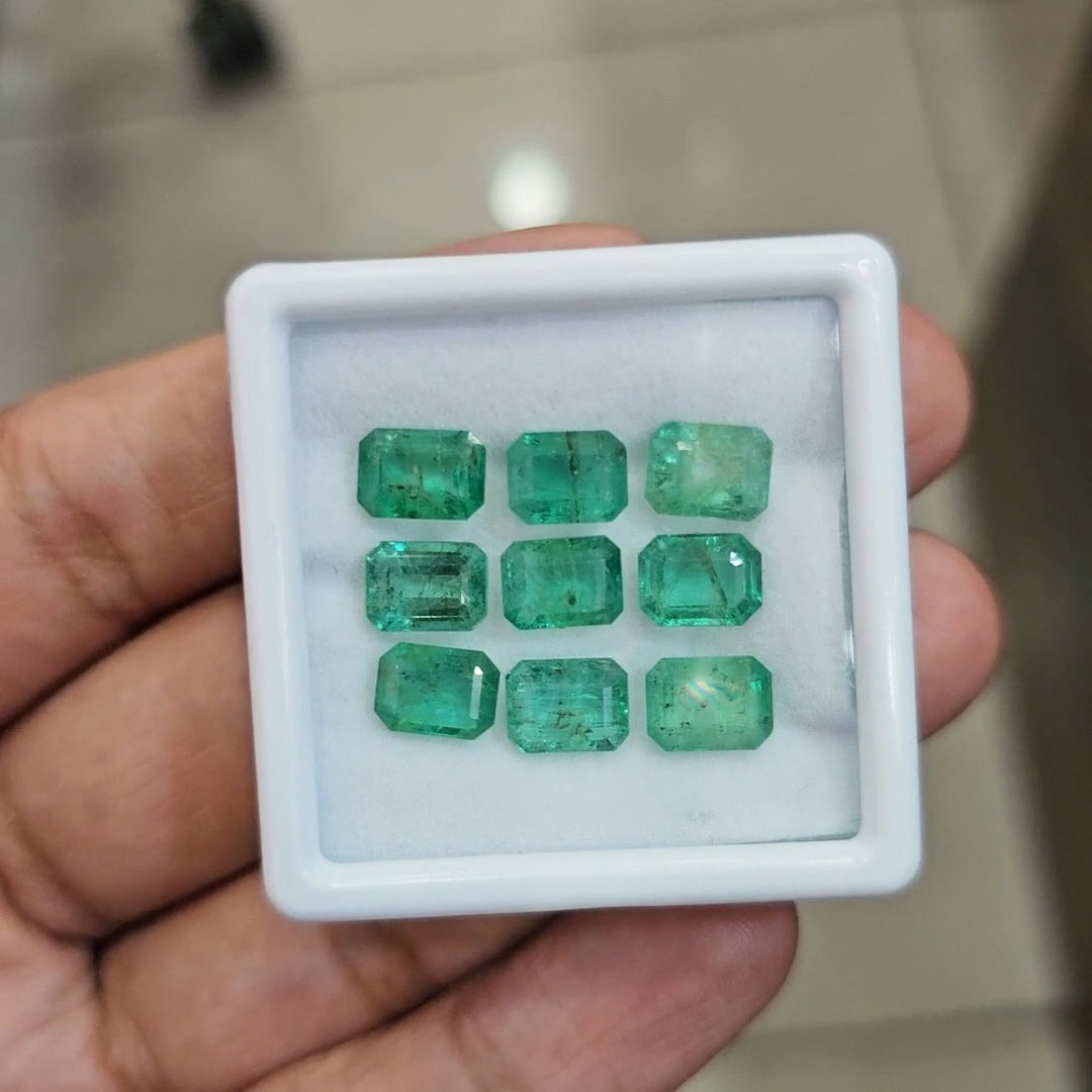 9pcs Of Natural Emerald Faceted | 8x6mm| Rectangle - The LabradoriteKing
