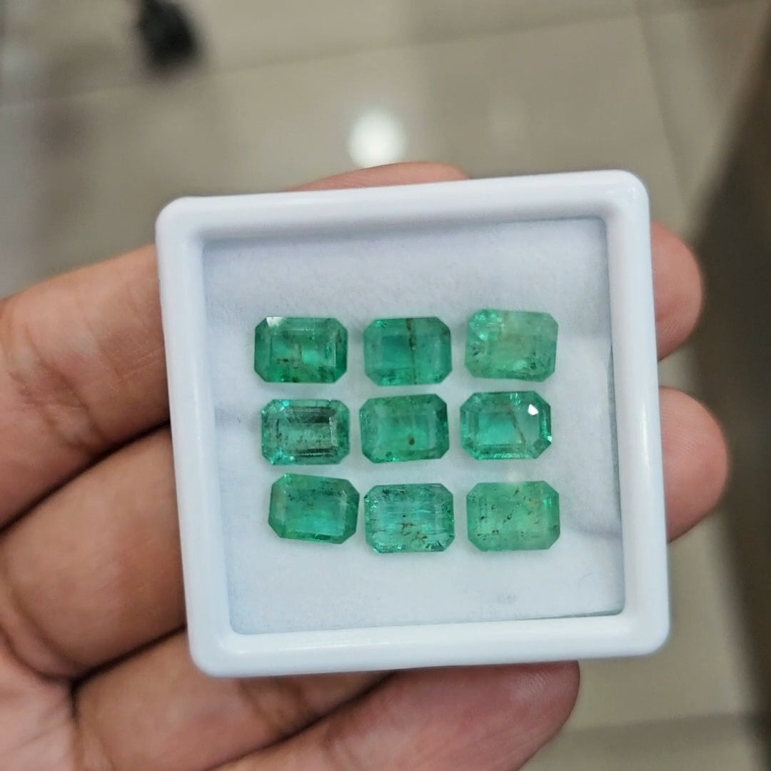 9pcs Of Natural Emerald Faceted | 8x6mm| Rectangle - The LabradoriteKing