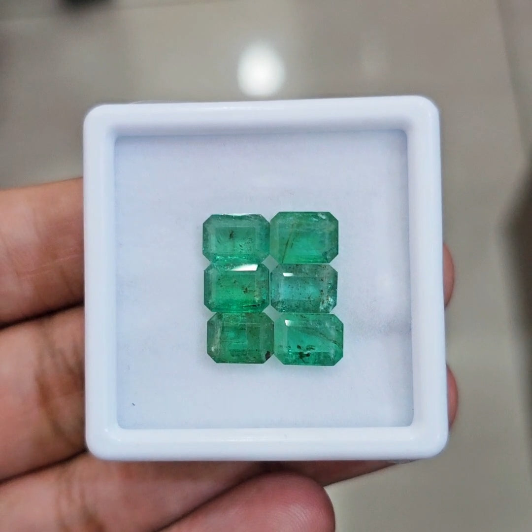 6pcs Of Natural Emerald Faceted | 8x6mm| Rectangle - The LabradoriteKing