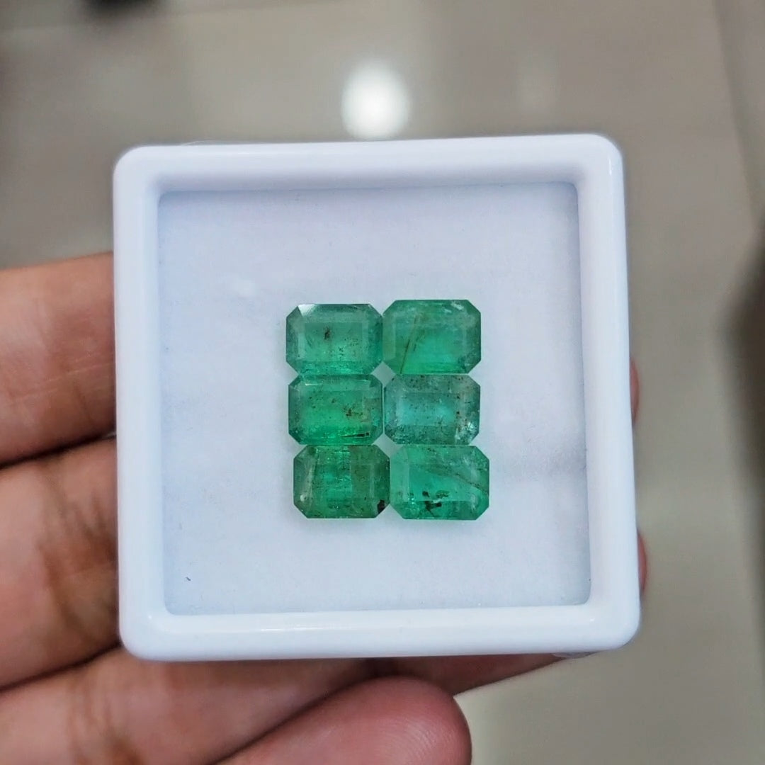 6pcs Of Natural Emerald Faceted | 8x6mm| Rectangle - The LabradoriteKing