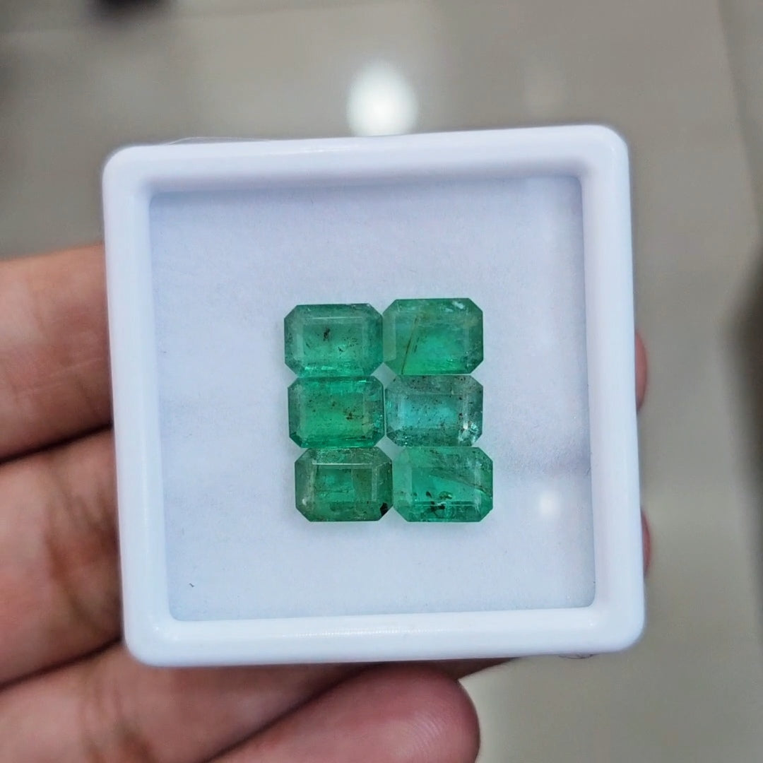 6pcs Of Natural Emerald Faceted | 8x6mm| Rectangle - The LabradoriteKing