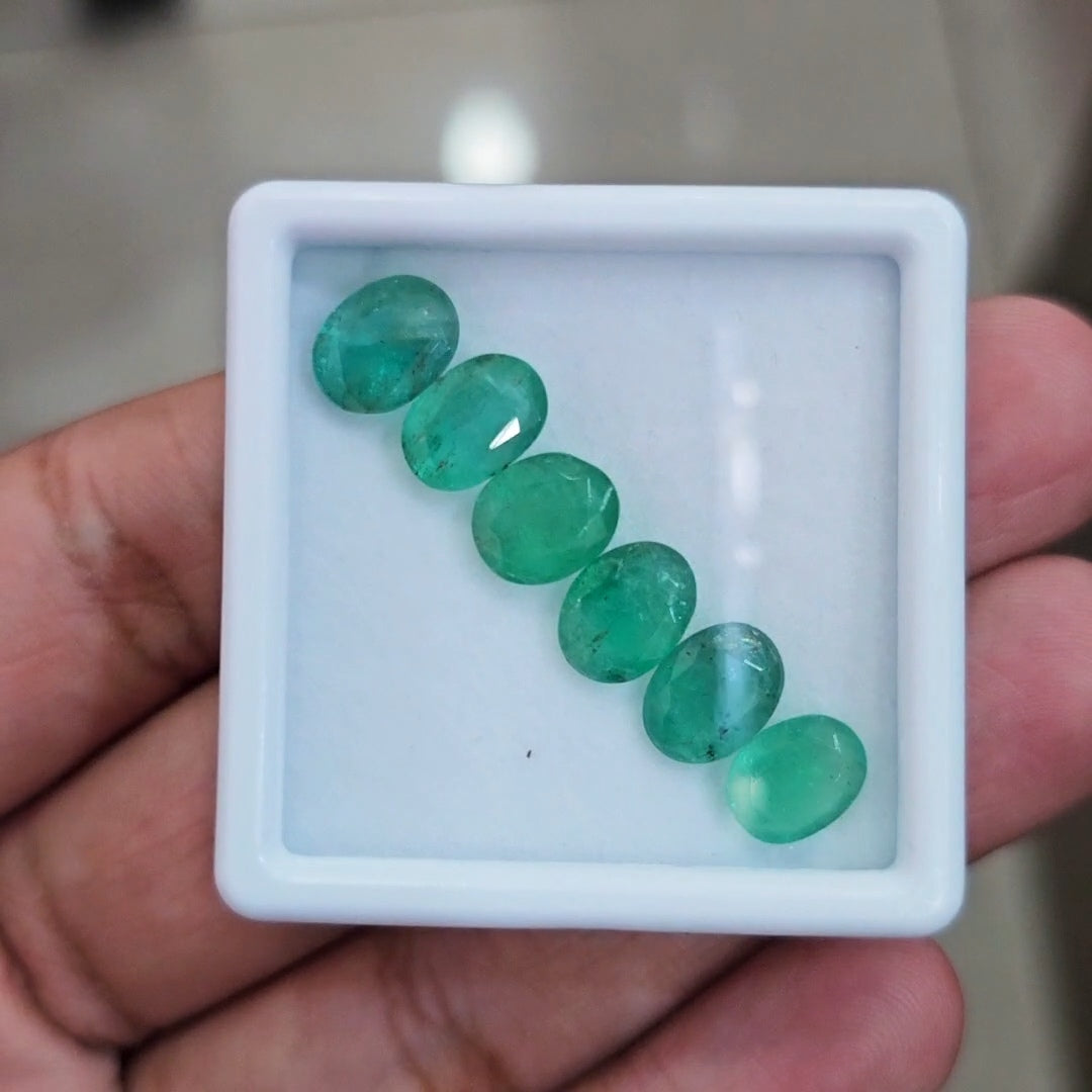 6pcs Of Natural Emerald Faceted | 9x6mm| Oval - The LabradoriteKing