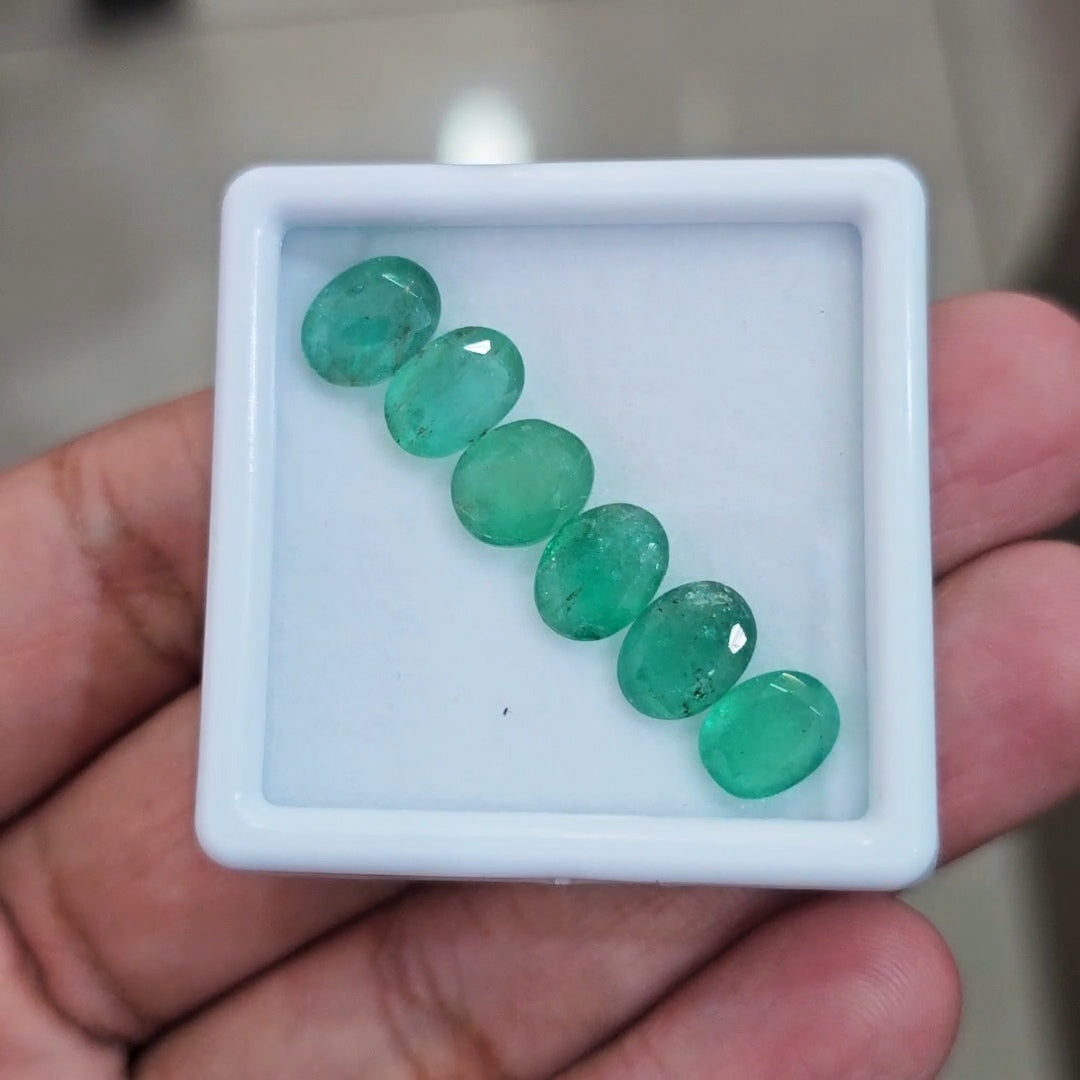 6pcs Of Natural Emerald Faceted | 9x6mm| Oval - The LabradoriteKing