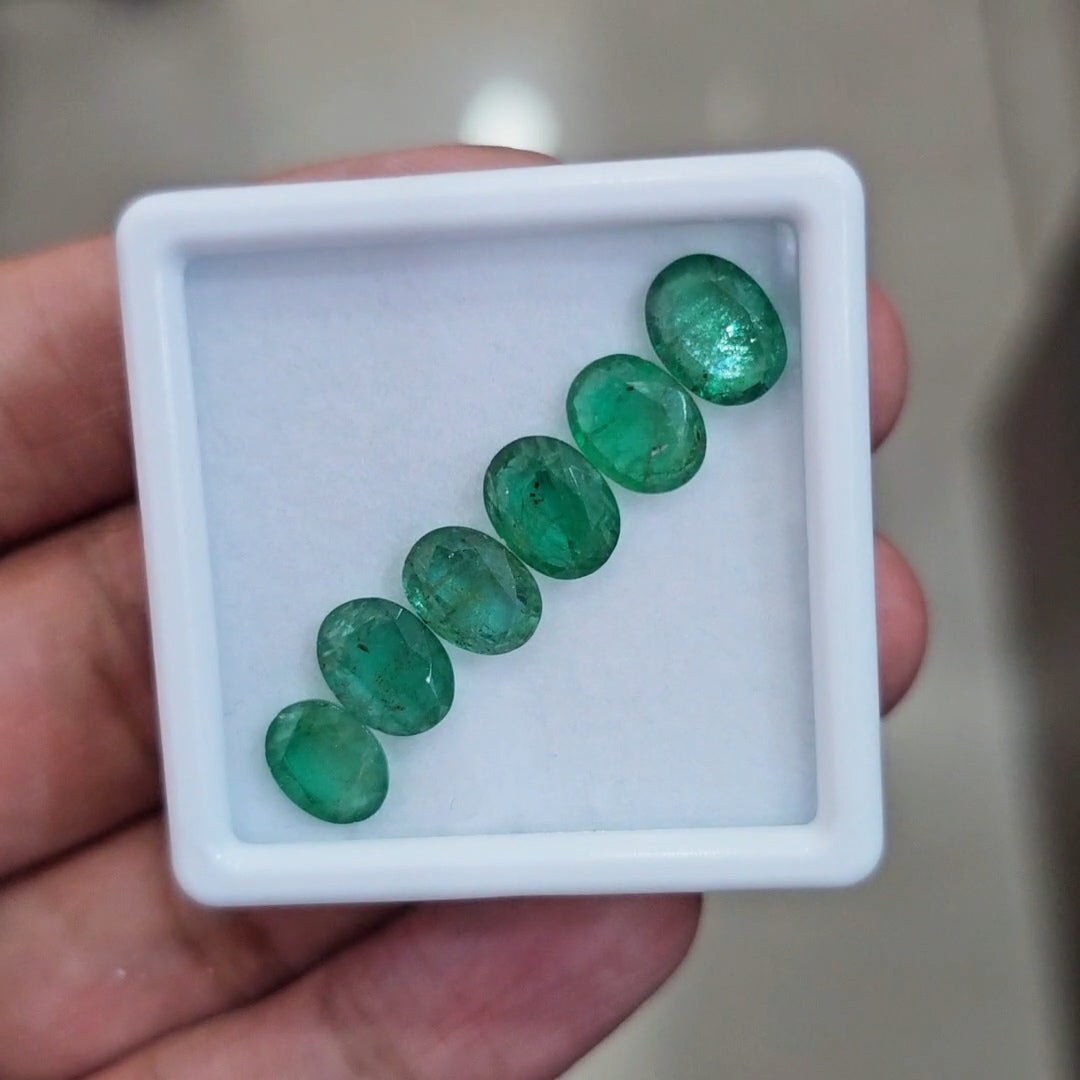 6pcs Of Natural Emerald Faceted | 9x6mm| Oval - The LabradoriteKing