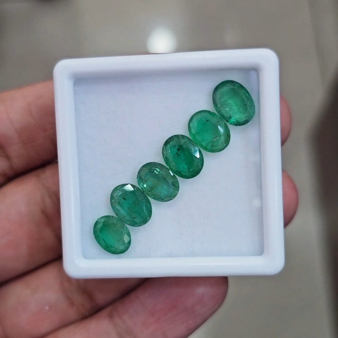 6pcs Of Natural Emerald Faceted | 9x6mm| Oval - The LabradoriteKing