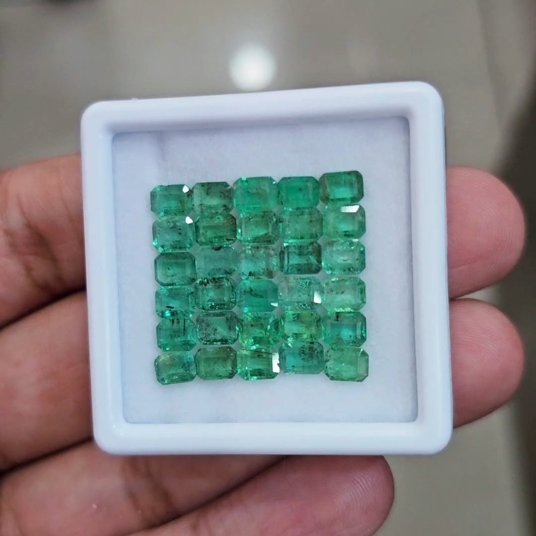 30pcs Of Natural Emerald Faceted | 5x4mm| Rectangle - The LabradoriteKing