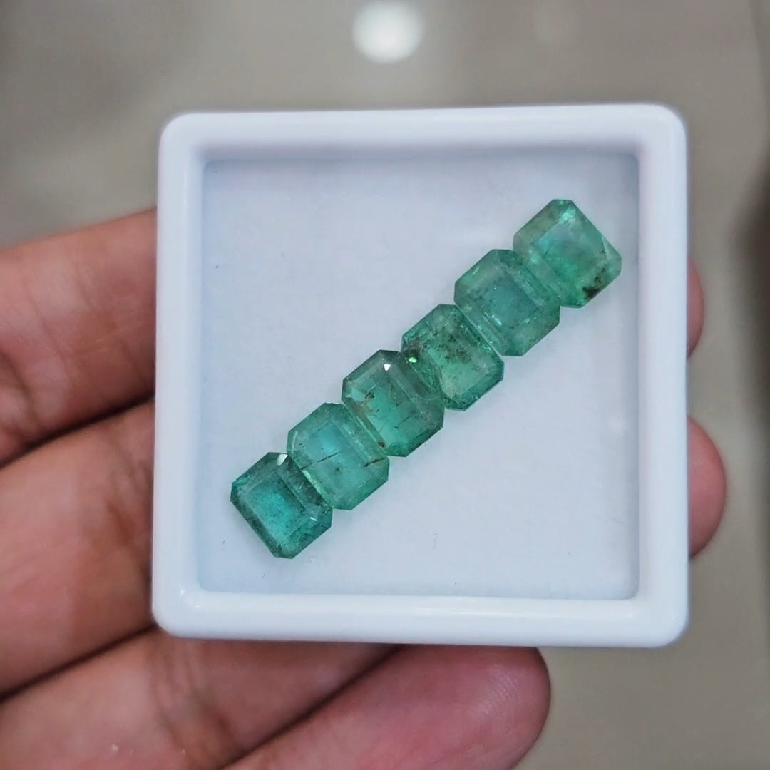 6pcs Of Natural Emerald Faceted | 8x6mm| Rectangle - The LabradoriteKing