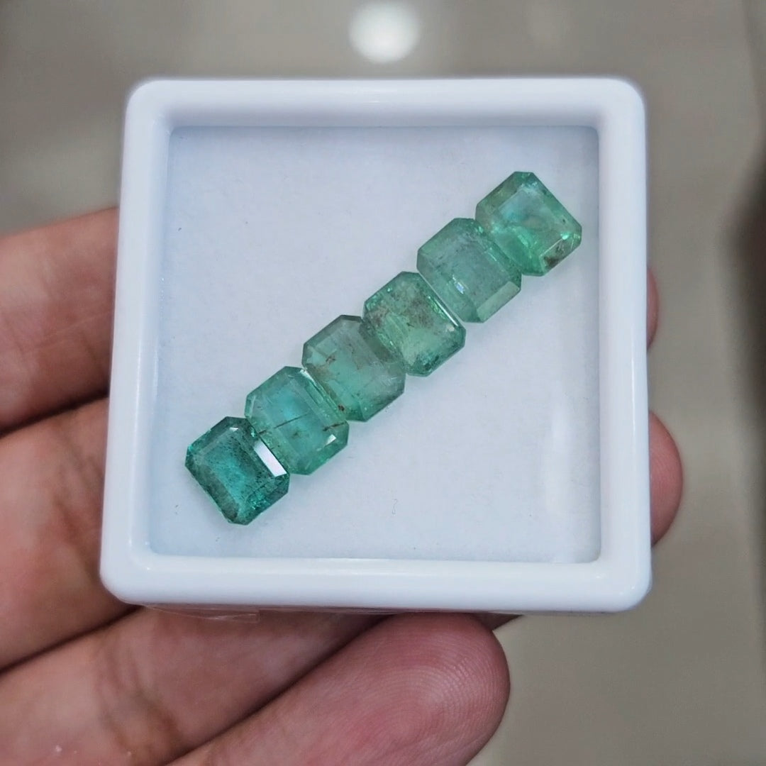 6pcs Of Natural Emerald Faceted | 8x6mm| Rectangle - The LabradoriteKing