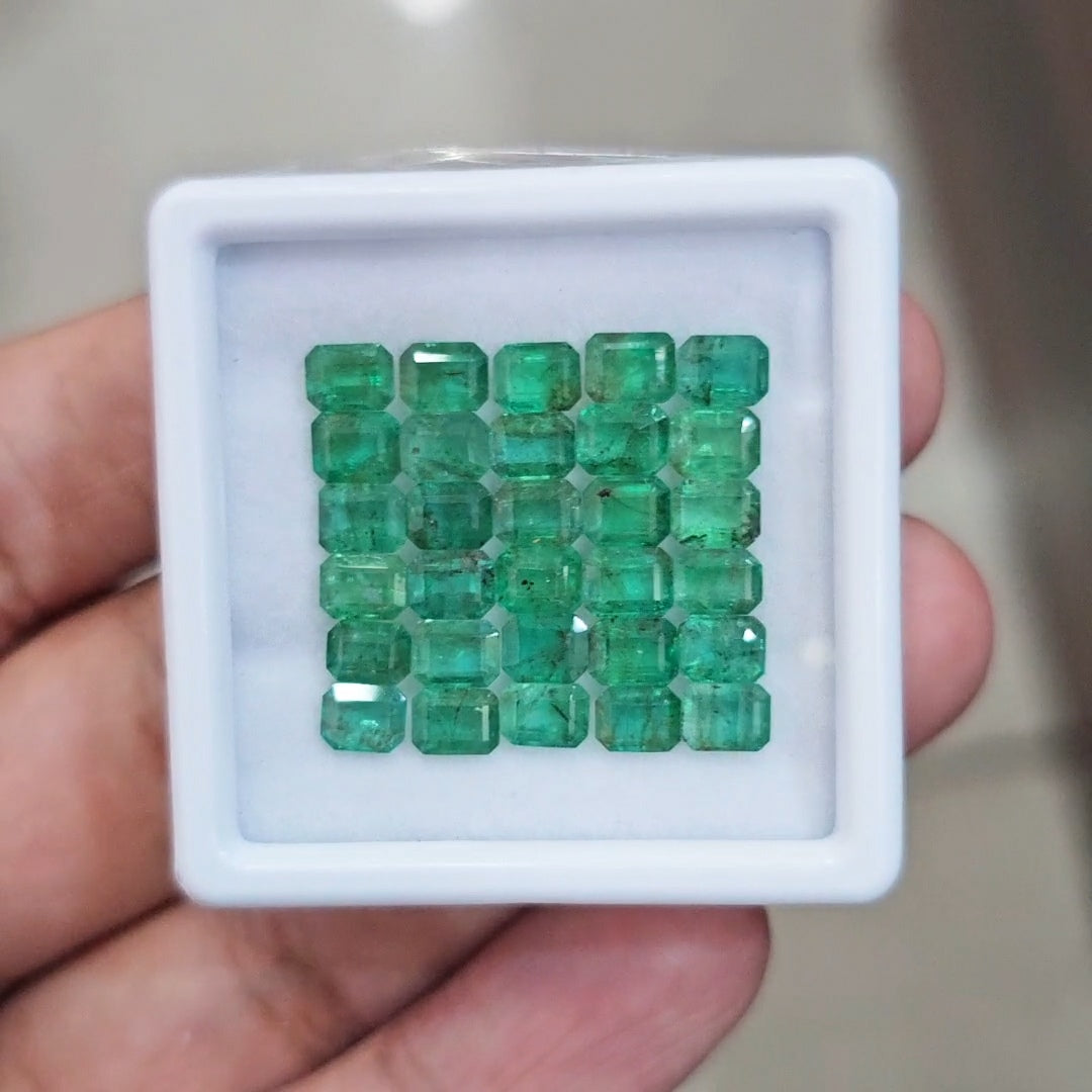 30pcs Of Natural Emerald Faceted | 5x4mm| Rectangle - The LabradoriteKing