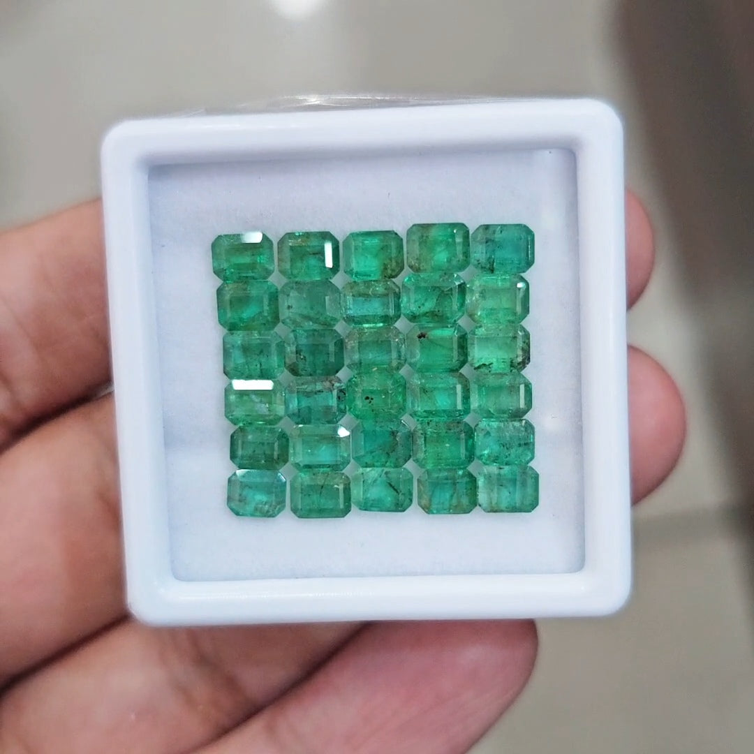 30pcs Of Natural Emerald Faceted | 5x4mm| Rectangle - The LabradoriteKing