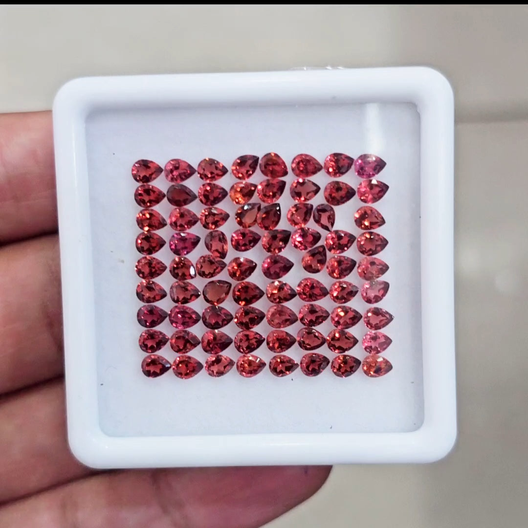 72pcs Natural Mozambique Cherry Garnet Faceted | Pear | Size: 4x3mm - The LabradoriteKing