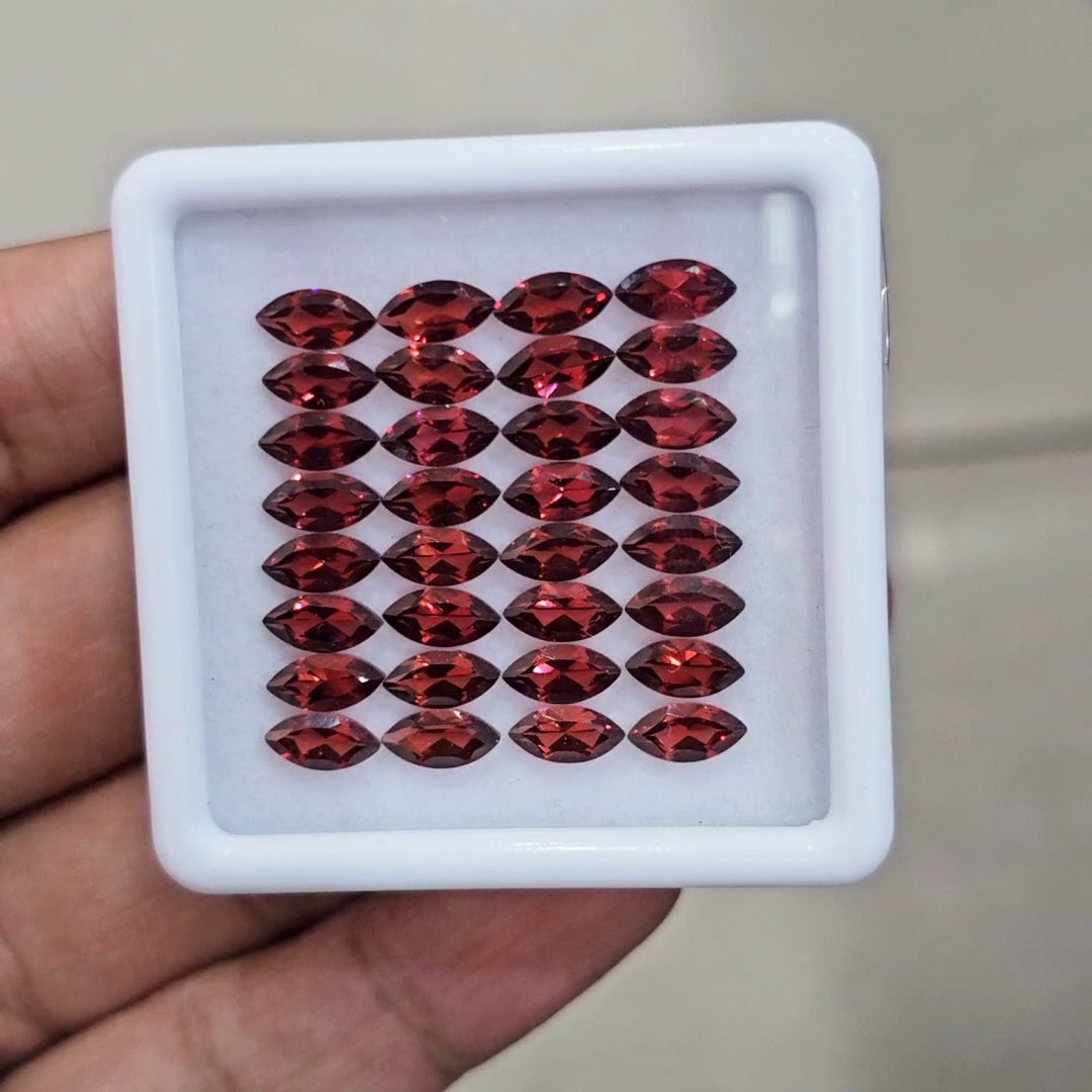 32pcs Natural Mozambique Cherry Garnet Faceted | Marquise | Size: 8x4mm - The LabradoriteKing