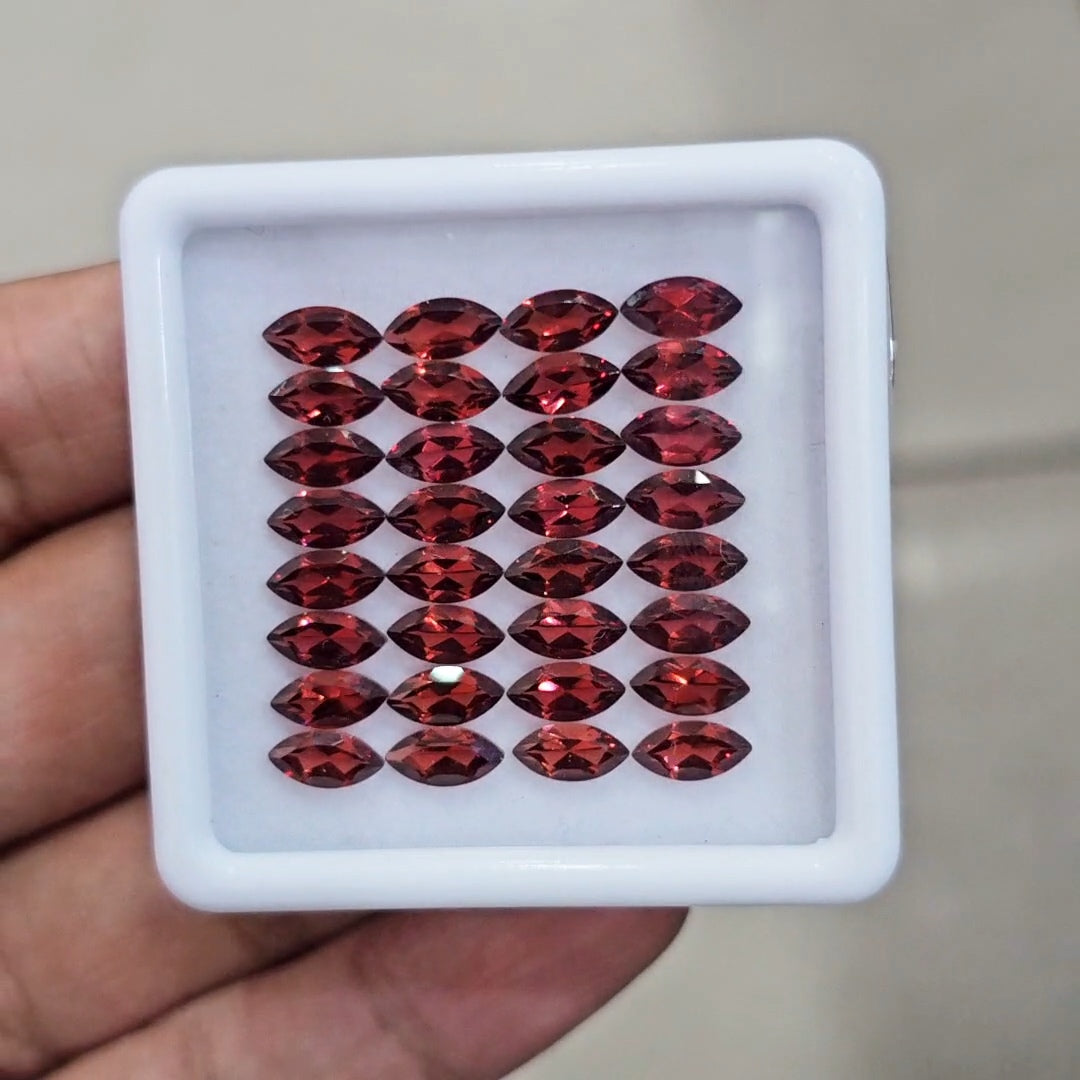 32pcs Natural Mozambique Cherry Garnet Faceted | Marquise | Size: 8x4mm - The LabradoriteKing
