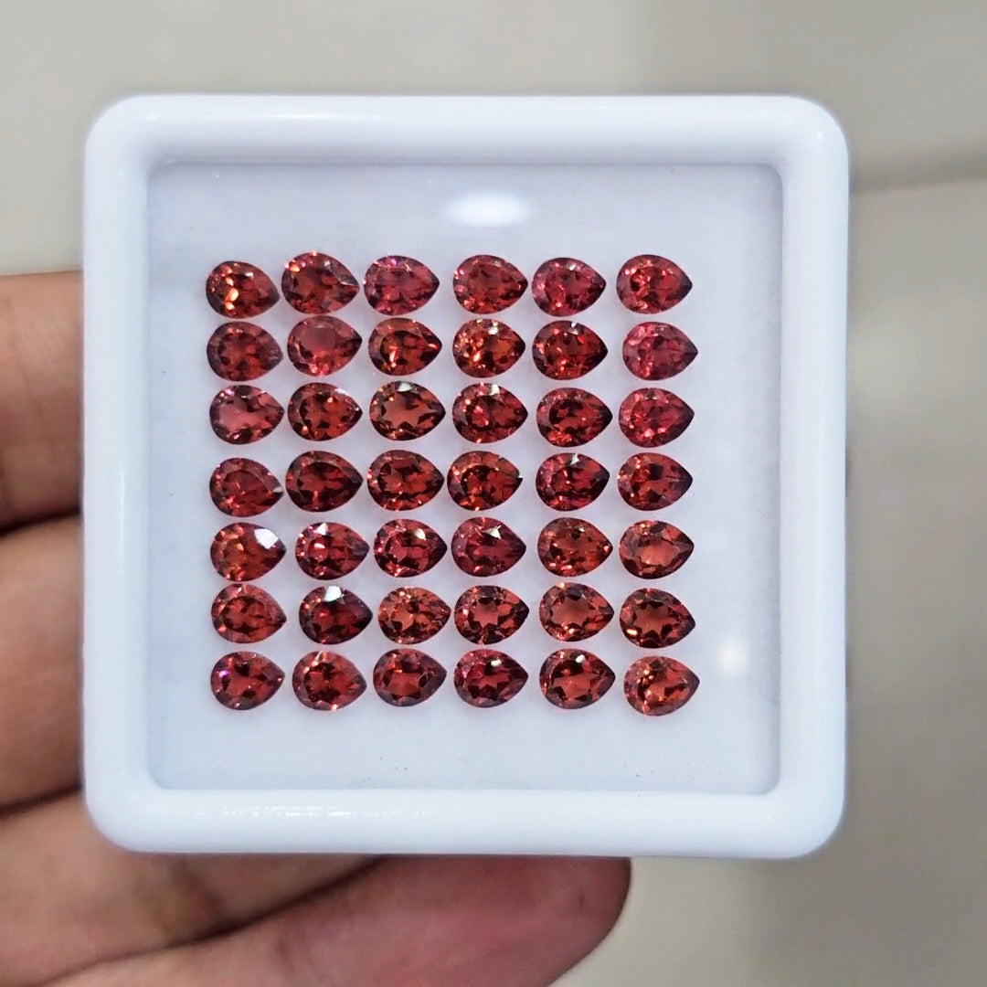 42pcs Natural Mozambique Cherry Garnet Faceted | Pear | Size: 5x4mm - The LabradoriteKing