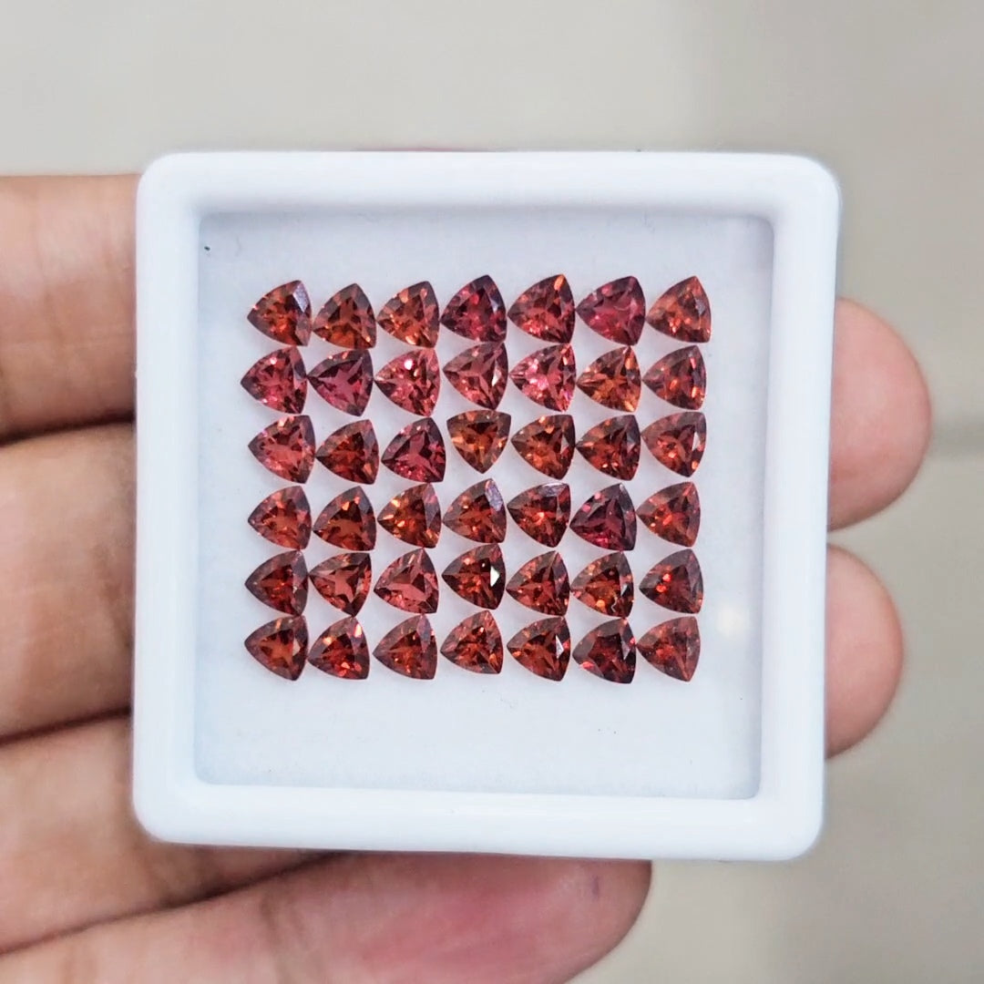 42pcs Natural Mozambique Cherry Garnet Faceted | Trillion | Size: 4mm - The LabradoriteKing