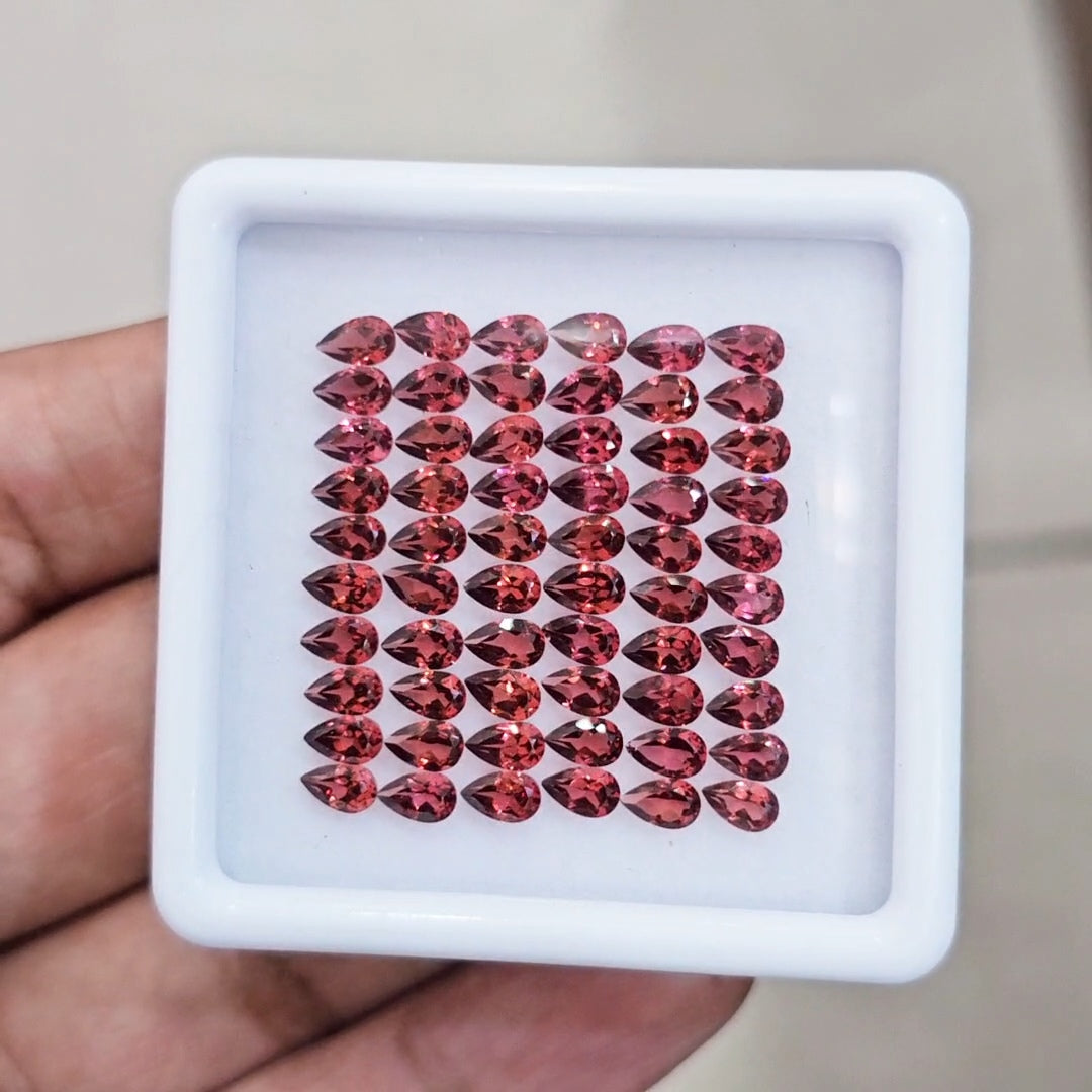 60pcs Natural Mozambique Cherry Garnet Faceted | Pear | Size: 5x3mm - The LabradoriteKing