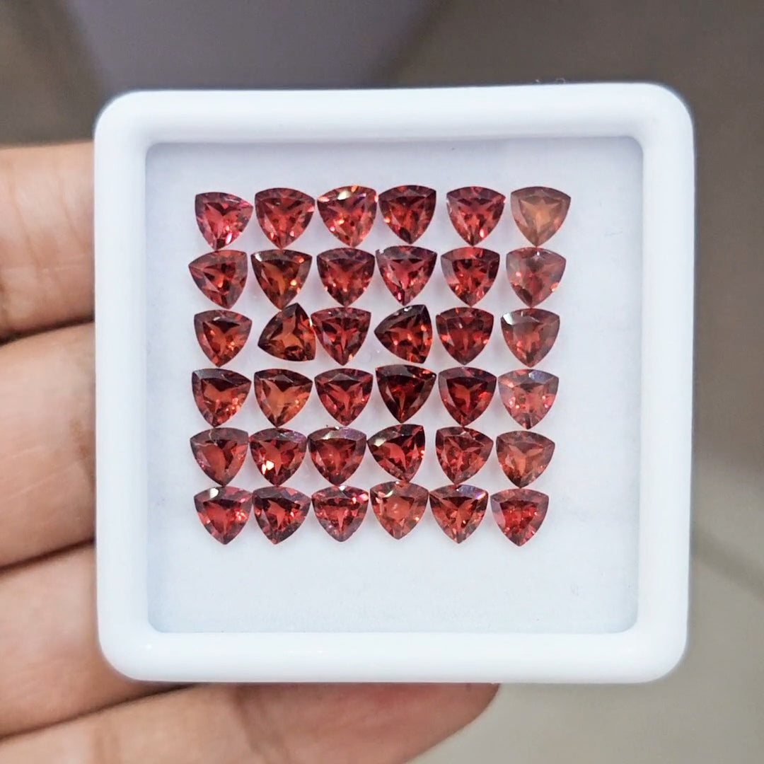 36pcs Natural Mozambique Cherry Garnet Faceted | Trillion | Size: 5mm - The LabradoriteKing
