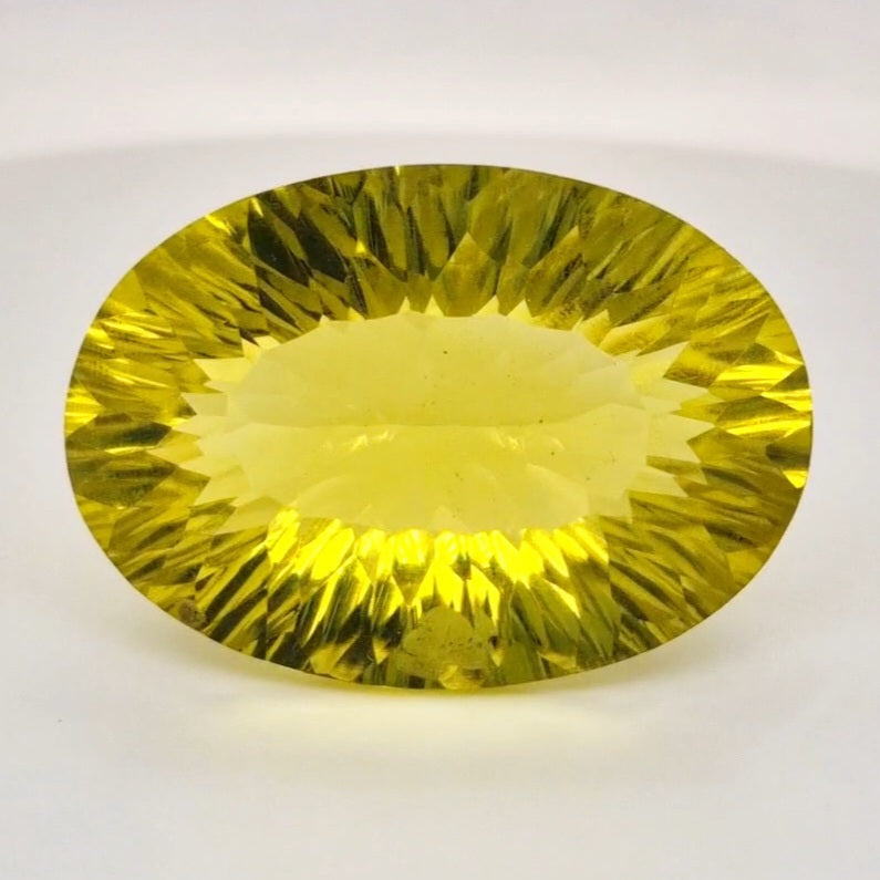 Natural  Lemon Quartz Concave Cut | Shape: Oval | 35x24mm - The LabradoriteKing