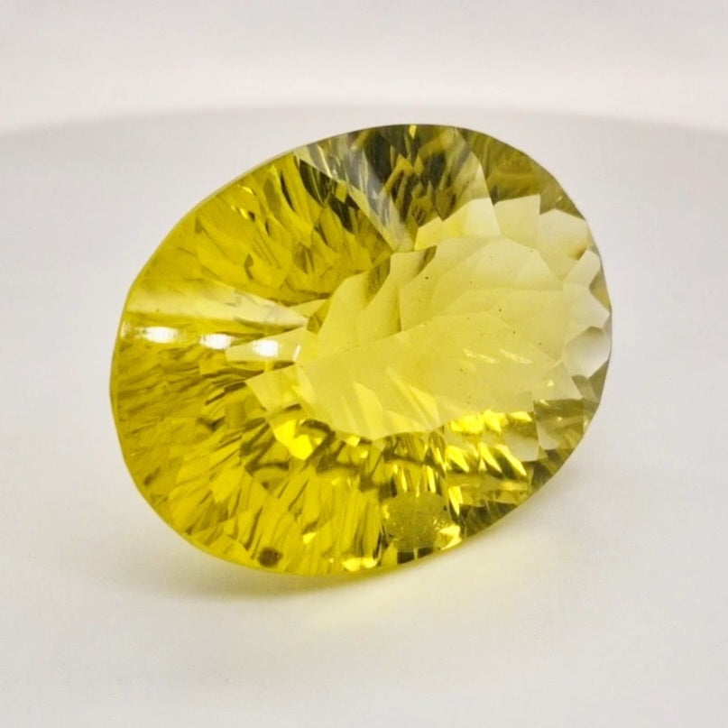 Natural  Lemon Quartz Concave Cut | Shape: Oval | 35x24mm - The LabradoriteKing