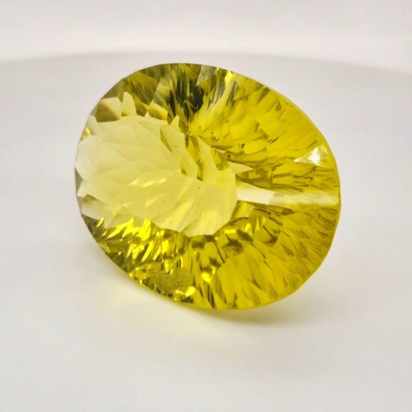Natural  Lemon Quartz Concave Cut | Shape: Oval | 35x24mm - The LabradoriteKing