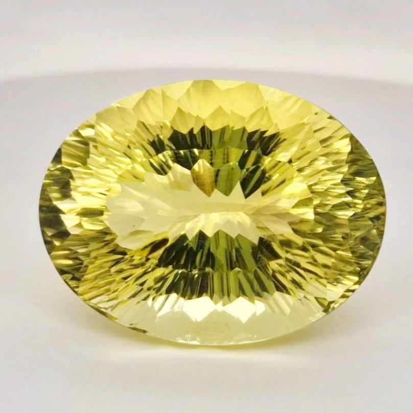 Natural  Lemon Quartz Concave Cut | Shape: Oval | 33x25mm - The LabradoriteKing