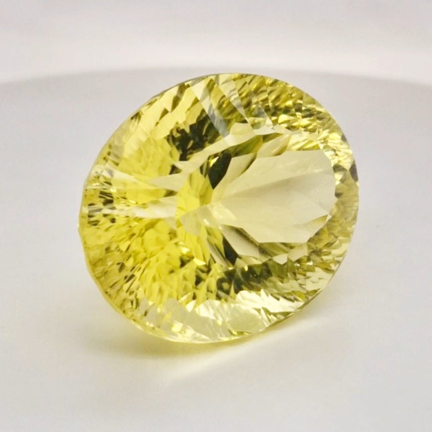 Natural  Lemon Quartz Concave Cut | Shape: Oval | 33x25mm - The LabradoriteKing