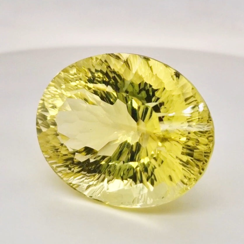 Natural  Lemon Quartz Concave Cut | Shape: Oval | 33x25mm - The LabradoriteKing