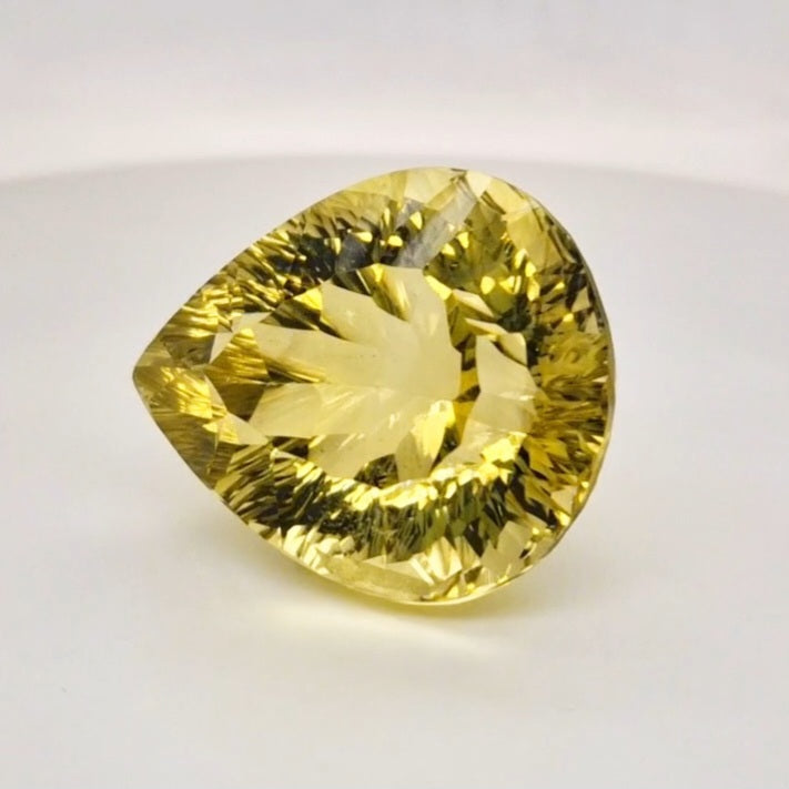 Natural  Lemon Quartz Concave Cut | Shape: Pear | 30x25mm - The LabradoriteKing