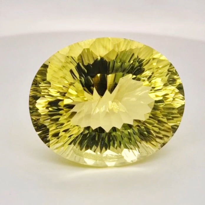Natural  Lemon Quartz Concave Cut | Shape: Oval | 31x25mm - The LabradoriteKing