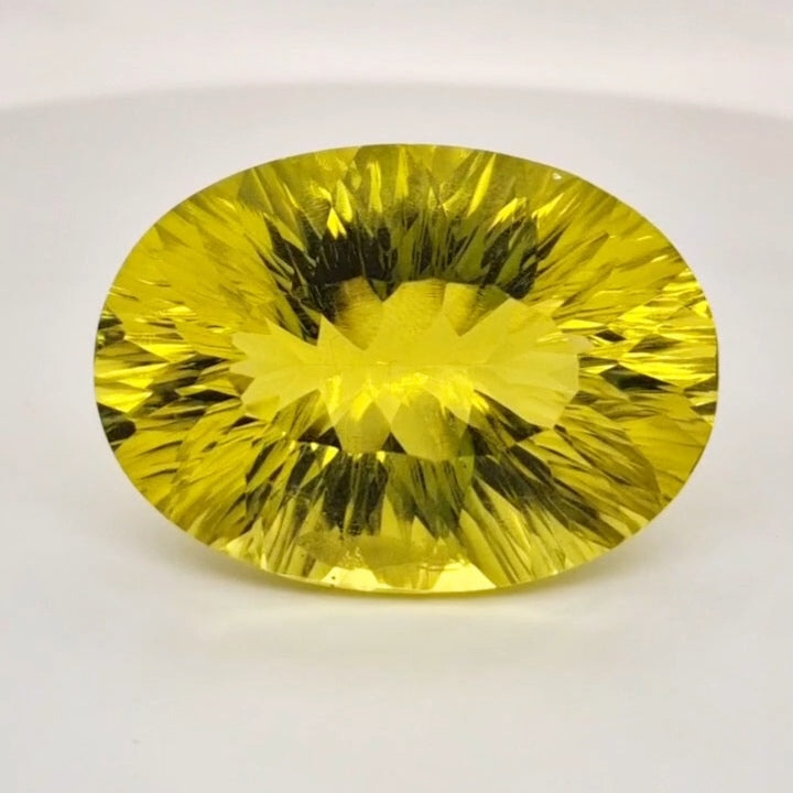 Natural  Lemon Quartz Concave Cut | Shape: Oval | 33x24mm - The LabradoriteKing