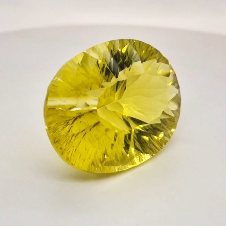 Natural  Lemon Quartz Concave Cut | Shape: Oval | 33x24mm - The LabradoriteKing