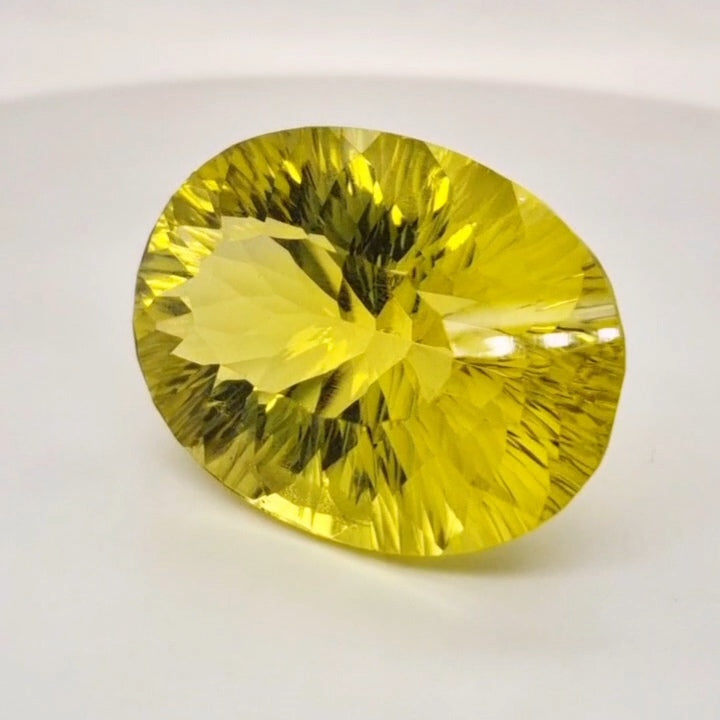 Natural  Lemon Quartz Concave Cut | Shape: Oval | 33x24mm - The LabradoriteKing