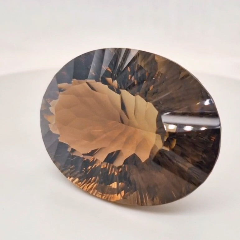 Natural Smoky Quartz Concave Cut | Shape: Oval | 43x31mm - The LabradoriteKing