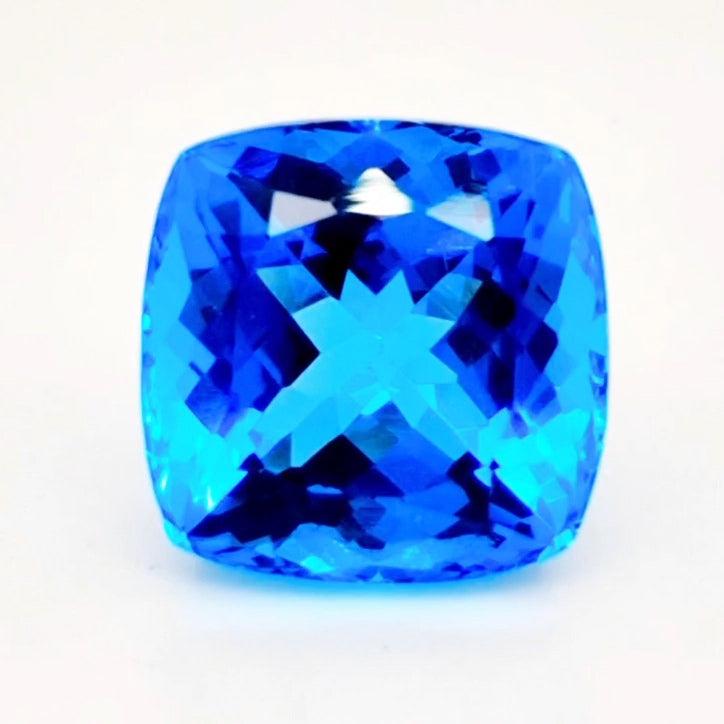 Natural Swiss Blue Topaz Faceted | Square | 14mm - The LabradoriteKing