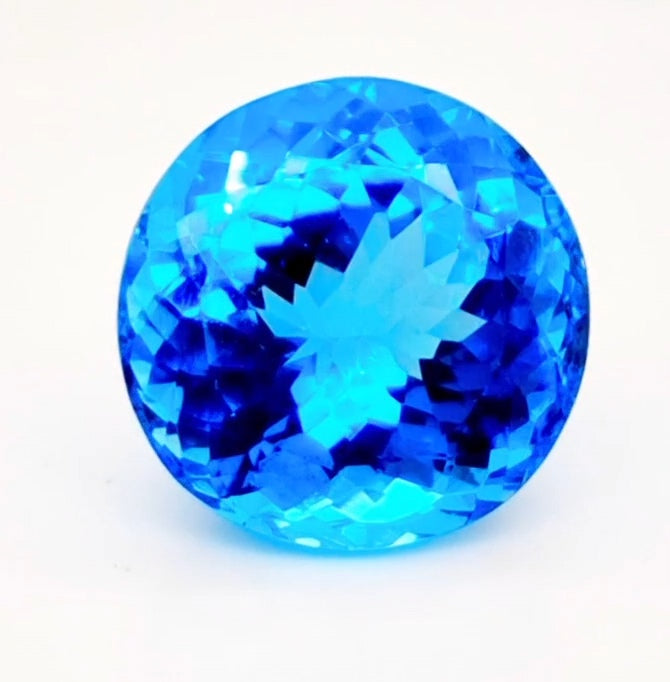 Natural Swiss Blue Topaz Faceted | Round | 15mm - The LabradoriteKing