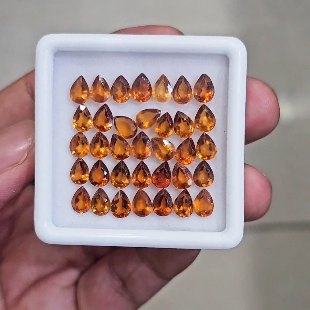 35 Pcs Of Natural Hessonite Garnet Faceted | Pear | Size:7x5mm - The LabradoriteKing