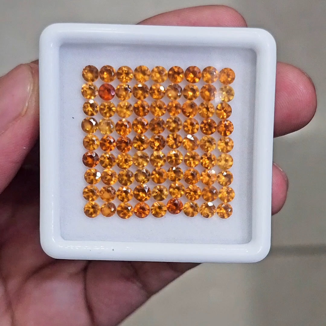 35 Pcs Of Natural Hessonite Garnet Faceted | Round | Size:3mm - The LabradoriteKing