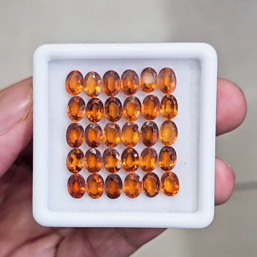 30 Pcs Of Natural Hessonite Garnet Faceted | Shape: Oval | Size:7x5mm - The LabradoriteKing