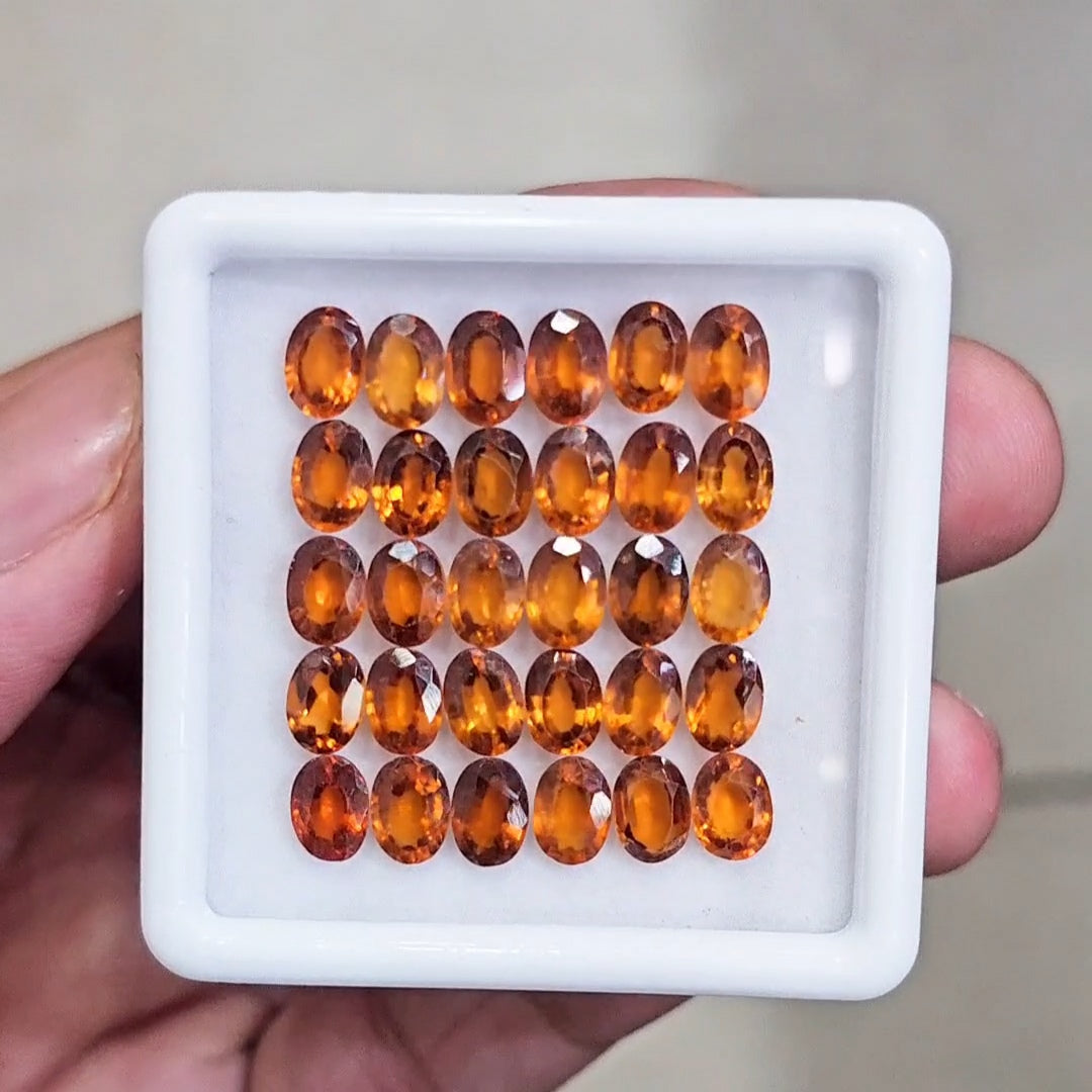 30 Pcs Of Natural Hessonite Garnet Faceted | Shape: Oval | Size:7x5mm - The LabradoriteKing