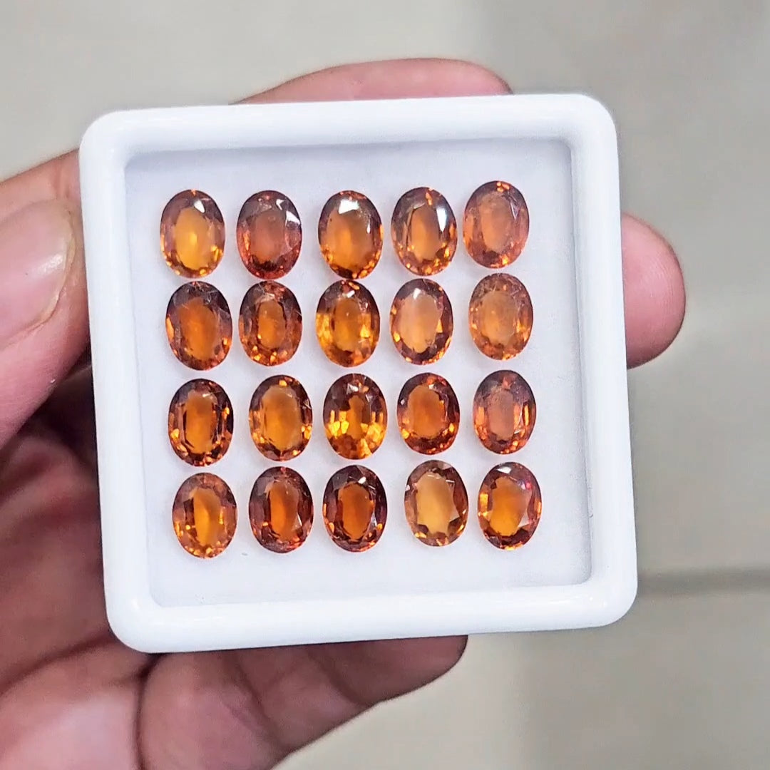 20 Pcs Of Natural Hessonite Garnet Faceted | Shape: Oval | Size:8x6mm - The LabradoriteKing