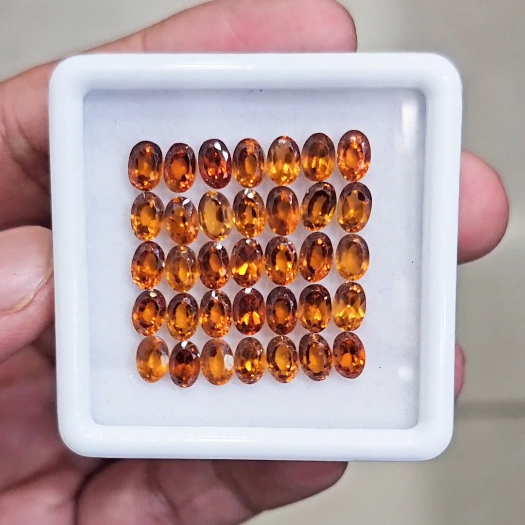 35 Pcs Of Natural Hessonite Garnet Faceted | Shape: Oval | Size:6x4mm - The LabradoriteKing